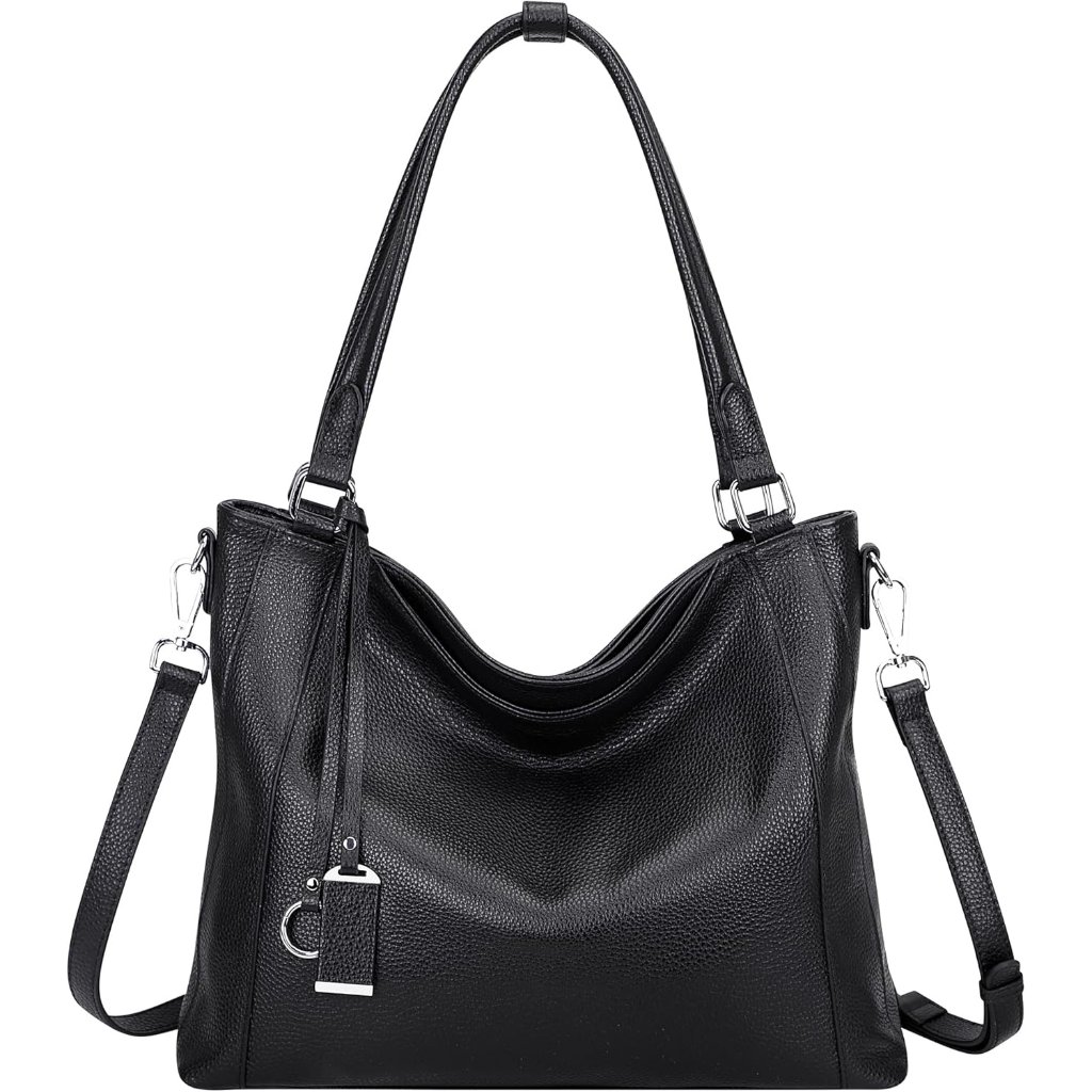 Women's Black Genuine Leather Purses For Large Hobo Bags Shoulder